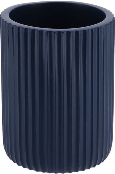 Tendance Tandenborstelbeker 101 series - blauw - geribbeld - PS - 7x9,5 cm - beker badkamer - tandenborstelhouder