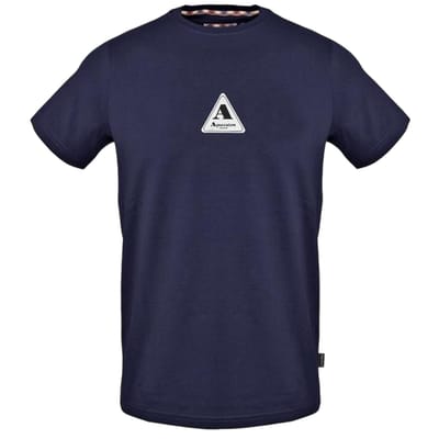 Aquascutum Heren-T-shirt met logo en ronde hals (Marine)
