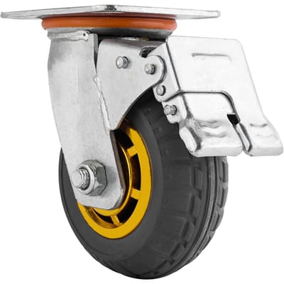 3 Inch Universeel Zwenkwiel met Rem Heavy Duty Industrieel Stil Rubber Wiel voor Platvormwagen Trolley Aanhangwagen