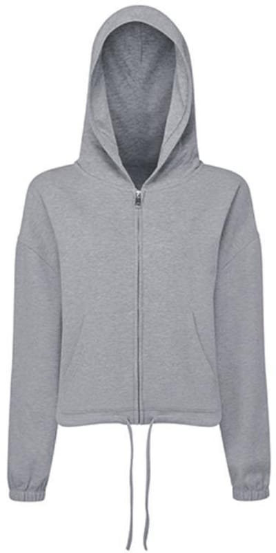 TriDri - Drawstring Dames Hoodie met Rits Recycled - Heather Grey maat XXS