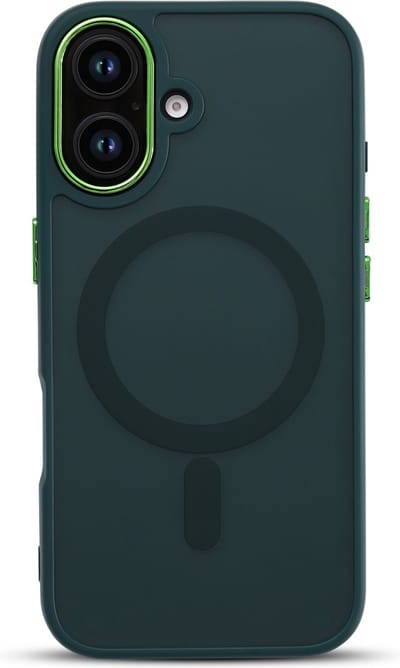 Casemania Hoesje Geschikt voor Apple iPhone 16 Plus - Groen - Matte Armor Back Cover - Geschikt voor MagSafe
