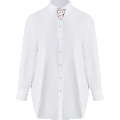 Dames lange mouwen blouse met decoratieve ketting Mat Fashion