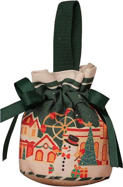 Kerst - Feestdagen Goodie Bags - Kerst Appelzak - Herbruikbare geschenkzakjes voor feestdagen - Non-woven stof met trekkoordsluiting - decoratieve verpakking - voor chocolaatjes - Kerstmis - Halloween - 10*20cm - groente