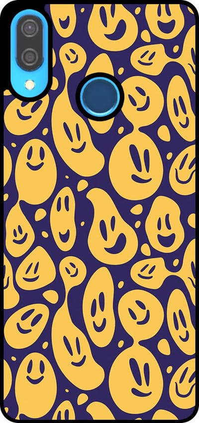 Smartphonica Telefoonhoesje Geschikt voor Huawei P20 Lite / Nova 3E met smiley opdruk - TPU backcover case emoji design - Paars Geel geschikt voor Huawei Nova 3E;Huawei P20 Lite (2018)