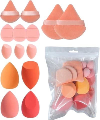Set van 14 Make-up Sponzen voor Vloeistoffen, Crèmes en Poeders - Latexvrij, Inclusief Beauty Sponge, Foundation en Make-up Borstels voor een Perfecte Afwerking