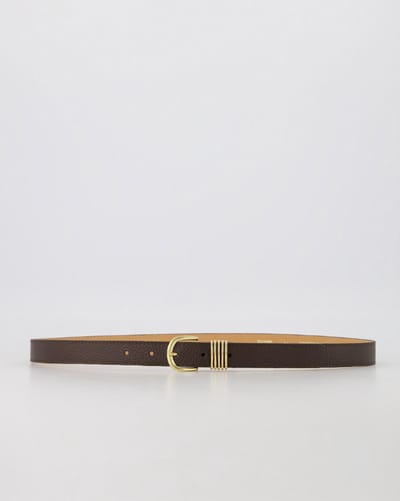 Hailey - Classic Grain - Leren Damesriem met Goudkleurige Gesp - Donkerbruin - D40 - Maat 85