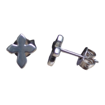 Aramat Jewels | Oorbellen | Stalen Oorbellen met kruisje – Zilverkleur – 8x7mm | | | |7mm | Staal | Kinderen, Volwassenen | Verkleurd niet