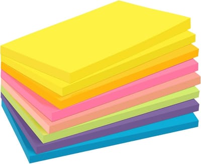 Grote Plaknotities 76 x 127 mm - 8 Pads Zelfklevende Notities in 7 Kleuren - Ideaal voor Kantoor en School
