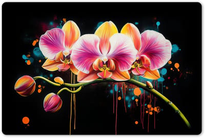 Placemats 45x30 cm - Placemat kunststof - 1 stuk - Orchidee - Graffiti - Kleurrijk - Bloemen - Abstract - Borden onderleggers - Decoratie voor op tafel - Keuken tafeldecoratie accessoires - Vinyl onderlegger - Tafelversiering