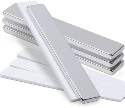 Extra sterke neodymium magneten, rechthoekig en vlak, zelfklevend voor koelkast, magnetisch bord en keukenkast - 4 stuks, 60 x 10 x 3 mm