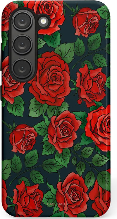 Casetastic Hoesje Geschikt voor Samsung S23 - Stijlvolle Beschermende Duo-layer Case - Rozen rood