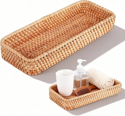 broodmand rechthoekige broodmand gevlochten kleine rotan manden badkamer opslag toiletpapier mand rotan dienblad 28 x 11,5 x 4 cm