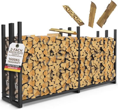Robuuste brandhoutrekken voor buiten - met afdekzeil en weerbestendig ontwerp - 223 × 115 x 25 cm