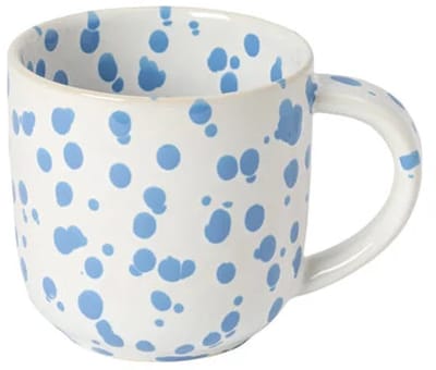 Costa Nova Portugees Aardewerk beker wit met Blauwe verfspatten 50 CL 14 cm collectie Rafaela
