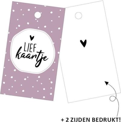 Label Kaartje - Kadolabel - Lief kaartje - Lila / Mauve / Nude / Taupe - Hart - Harten - Hartjes - Hartje | Karton incl. boorgaatje | Cadeau - Gift Tag - Leuk verpakt | Geschenk - Tag - | DH collection
