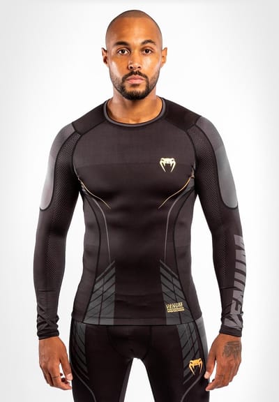 Venum Athletics Compressie T-shirt Rash Guard L/S Zwart Goud - S