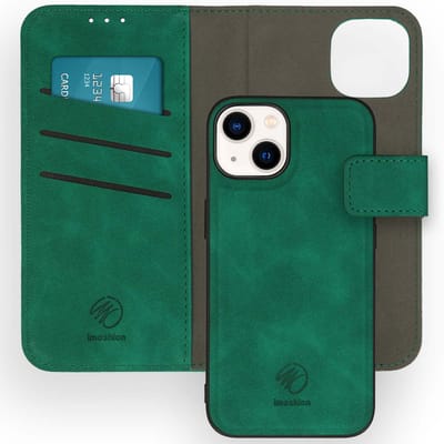 imoshion Hoesje - Geschikt voor Apple iPhone 14 - Uitneembare 2-in-1 Luxe Bookcase - Donkergroen