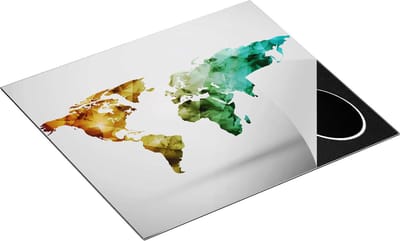 Chefcare Inductie Beschermer Kleurrijke Wereldkaart - Abstract - 60x50 cm - Afdekplaat Inductie - Kookplaat Beschermer - Inductie Mat