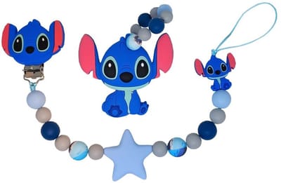 Siliconen Tutkoord & bijtring set - Lilo & Stitch blauw