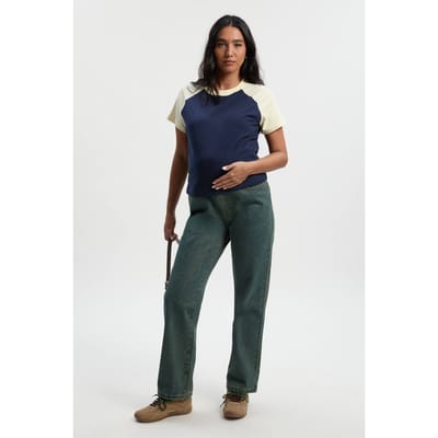 boohoo Dames Maternity Over The Bump Mom Jeans | Vintage Wash | Maat: 10