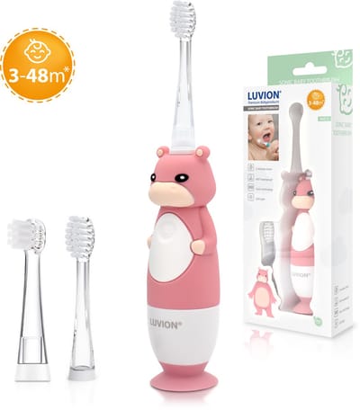 LUVION® 400S Hippo - Sonische Elektrische Tandenborstel kind voor Baby en Peuter - 0 t/m 4 Jaar - Met Timer