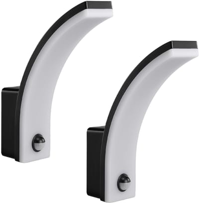 Maclean - 2 stuks LED lamp - Buitenlamp - Wandlamp - PIR bewegingssensor - 20W - IP65 - 2000lm - 4000K - Zwart