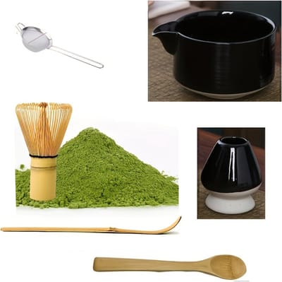 Nivard Matcha Set - Starterkit - Klopper - Matcha Thee Set - Matcha Whisk - 6 stuk - Zwart