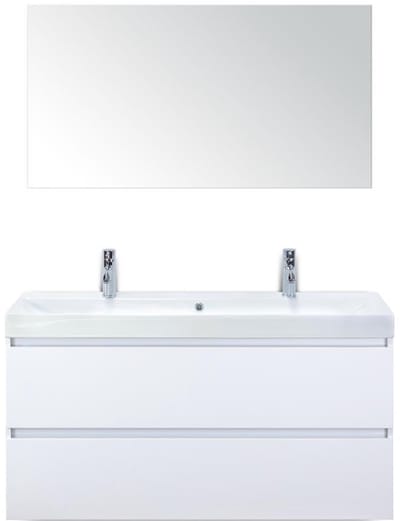 Maxx XL Badmeubelset 120 cm - Wit Hoogglans - Wastafel Just Enkel 2 Kraangaten met Spiegel