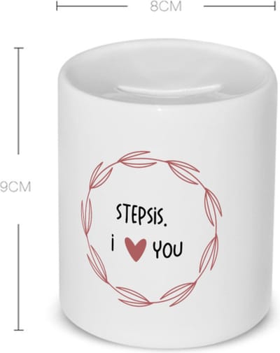 Akyol - stepsis i love you Spaarpot - Zus - de liefste stiefzus - verjaardagscadeau - verjaardag - cadeau - cadeautje voor zus - zus artikelen - kado - geschenk - gift - 350 ML inhoud