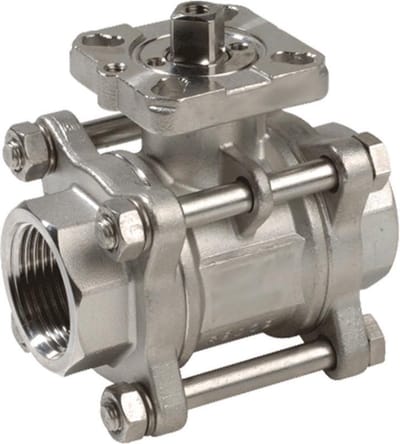 G1/4'' 2-Weg RVS Kogelkraan 3-Delig Volle Doorlaat ISO-Top - BL2SA3 - BL2SA3-014