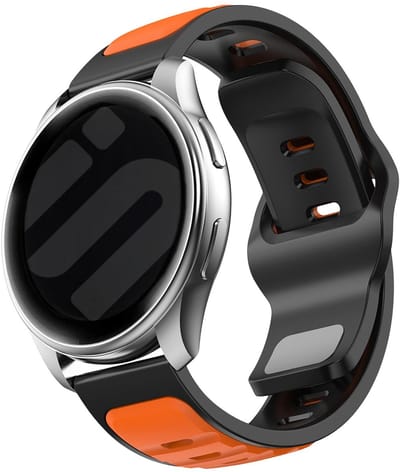 Strap-it Smartwatch bandje 22mm - luxe duo outdoor siliconen bandje geschikt voor Samsung Galaxy Watch 3 (45mm) / Watch 1 (46mm) / Gear S3 - Amazfit GTR 2/3/4 - Polar Vantage M / M2 / M3 / V3 / Grit X (Pro) - OnePlus Watch 1/2/3 (oranje/zwart)