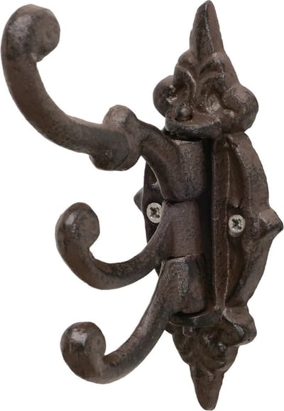Kapstok - Haak - 3 haken draaibaar - Wand haak - Gietijzer - 14x10x10cm - rustiek - Bruin