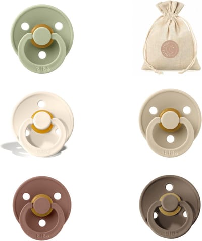 BIBS fopspenen T1 + speenzakje BolleToet - ivory, vanilla, dark oak, woodchuck en sage - 0-6 maanden