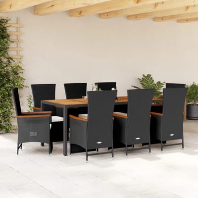 vidaXL - 9-delige - Tuinset - poly - rattan - zwart