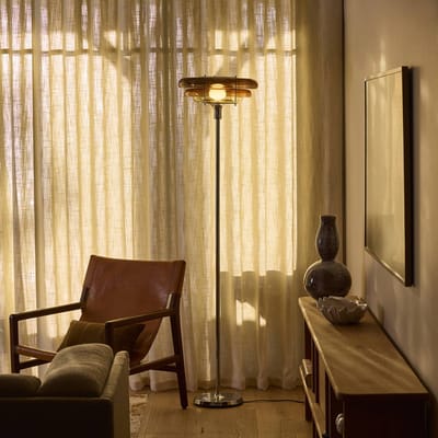 MARKET SET Vloerlamp Sunset, amber, glas, E27