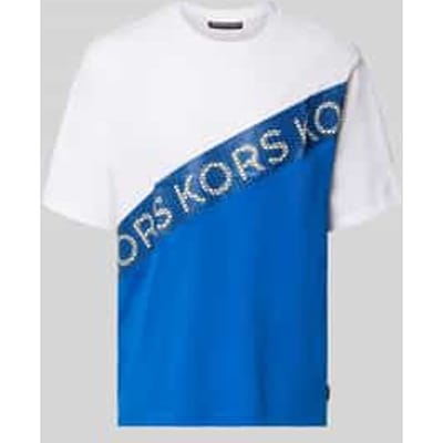 T-shirt met labelprint, model 'KORS MESH STRIPE'
