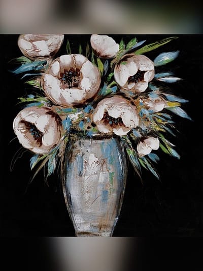Canvas schilderij bloemen 80 cm x 80 cm - schilderij - canvas - muurdecoratie - wall - deco - kunst - wanddecoratie - kader - wandschilderij - decoratief - interieur - huis - cadeau - geschenk - gift - verjaardag - nieuwjaar - kerst - verjaardag