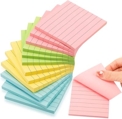 Zelfklevende Notitieblaadjes - Plaknotities Memo - Notities Maken - Met Lijnen - 3 x 3 Inch - 4 Kleuren