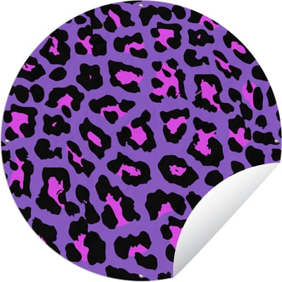 Tuincirkel Panterprint - Paars - Roze - Neon - 60x60 cm - Ronde Tuinposter - Buiten