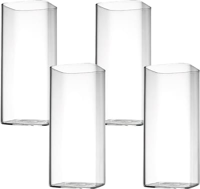 Heldere Drinkglazen, 4 Stuks, 400 ml, Borosilicaatglas, Vierkante Longdrinkglazen, Waterglazen voor Water, Sap, Bier, Cocktails en Mixdranken