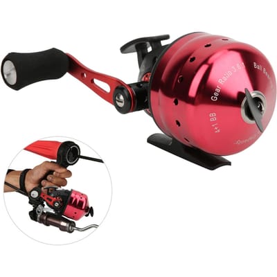 Moulinet Spincast pour Pêche à l'Arc en Extérieur Lignes Intérieures Fermé Chasse au Poisson Accessoire de Tir Doré rouge