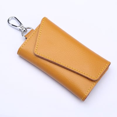 Praktische sleutelhanger en sleuteltasje | Stevige sleutelhouder voor dagelijks huishoudelijk gebruik | Compact opbergaccessoire-sleutelhanger-Geel