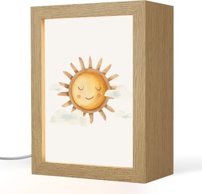 Nachtlampje 15x20 cm - Kinder lampje - Zon - Wolken - Pastel kleuren - Tafellamp kinderkamer - Slaapkamer lamp - Bedlamp kinderen - Kinderlampje stopcontact - Wandlamp babykamer - Nachtlampjes