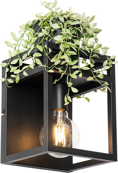 QAZQA cage rack - Industriele Dimbare LED Smart Wandlamp incl. wifi met Dimmer voor binnen - 1 lichts - D 18 cm - Zwart - Industrieel - Woonkamer | Slaapkamer | Keuken
