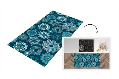 Keukenloper - Loper keuken - Sneeuwvlok - Luxe - Blauw - Zilver - Design - 120x60 cm - Keukenloper vinyl