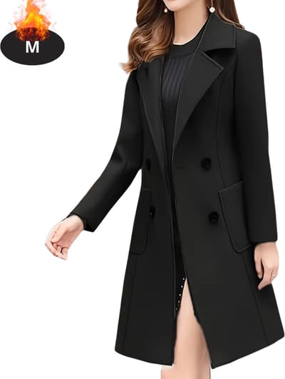 Livano Mantel Dames - Tussenmantel - Jas - Mantelpakje - Trenchcoat - Overjas - Overcoat - Winter - Zwart - M