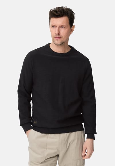 camel active Gebreide trui van puur katoen - Maat menswear-S - Zwart