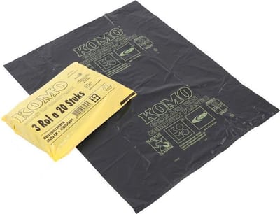 Komo afvalzakken 60 liter grijs 60x80cm 50my - Doos 4 pak 3x20 stuks