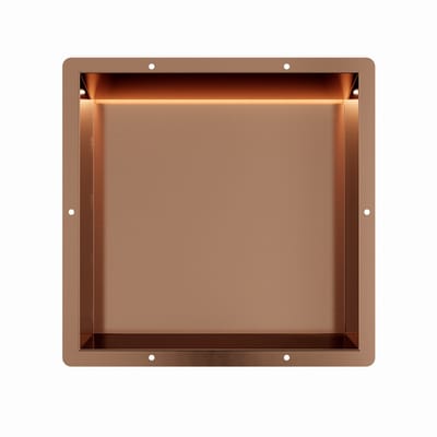 Copper RVS Inbouwnis 30x30x7cm met tegelflens en RGB verlichting