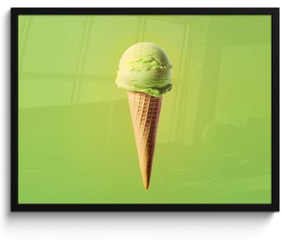 Poster in lijst - Fotolijst 70x50 cm - Posters - Hoorntje - Schepijs - Groen - Posterlijst zwart - Decoratie - Wanddecoratie woonkamer - Muurdecoratie slaapkamer